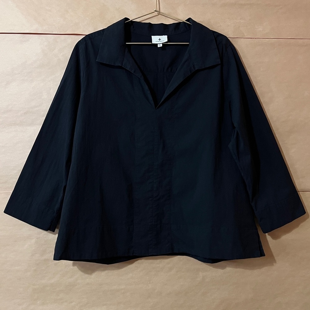 Tuckernuck | Sullivan Stand Collar Blouse Popover Top Cotton Black Size XL